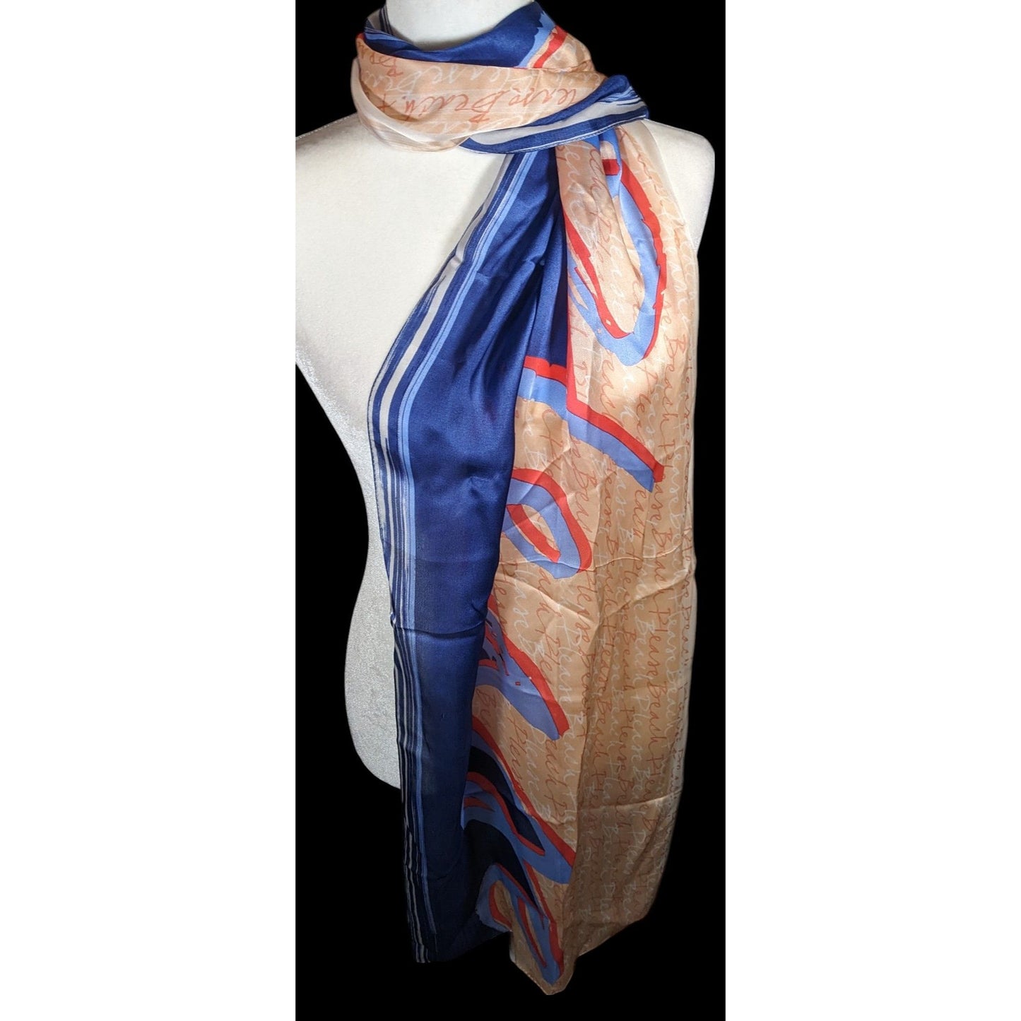 Vintage 90s Beach Please Max Studios Silk Scarf