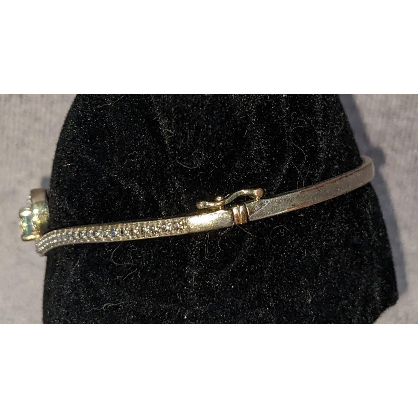 Y2K Coquette Elegant Silver Tone Blue Crystal CZ Wave Bracelet Stamped BR