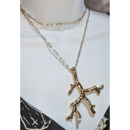 Jessica Simpson Necklace Gold-Tone Crystal Branch Pendant Lobster Clasp