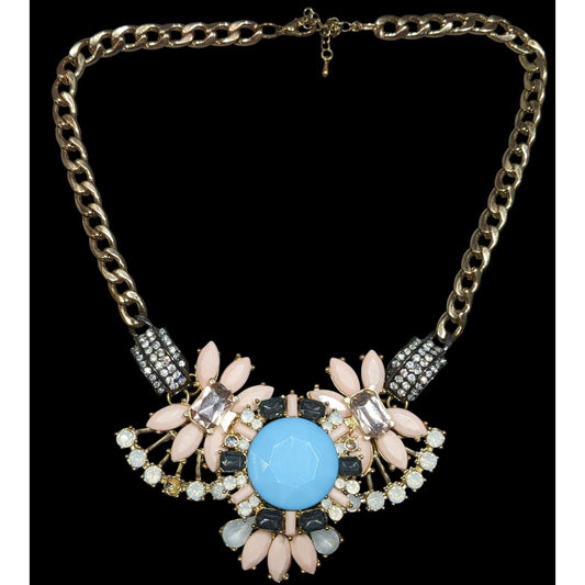 Elegant Glam Floral Gemmed Statement Necklace
