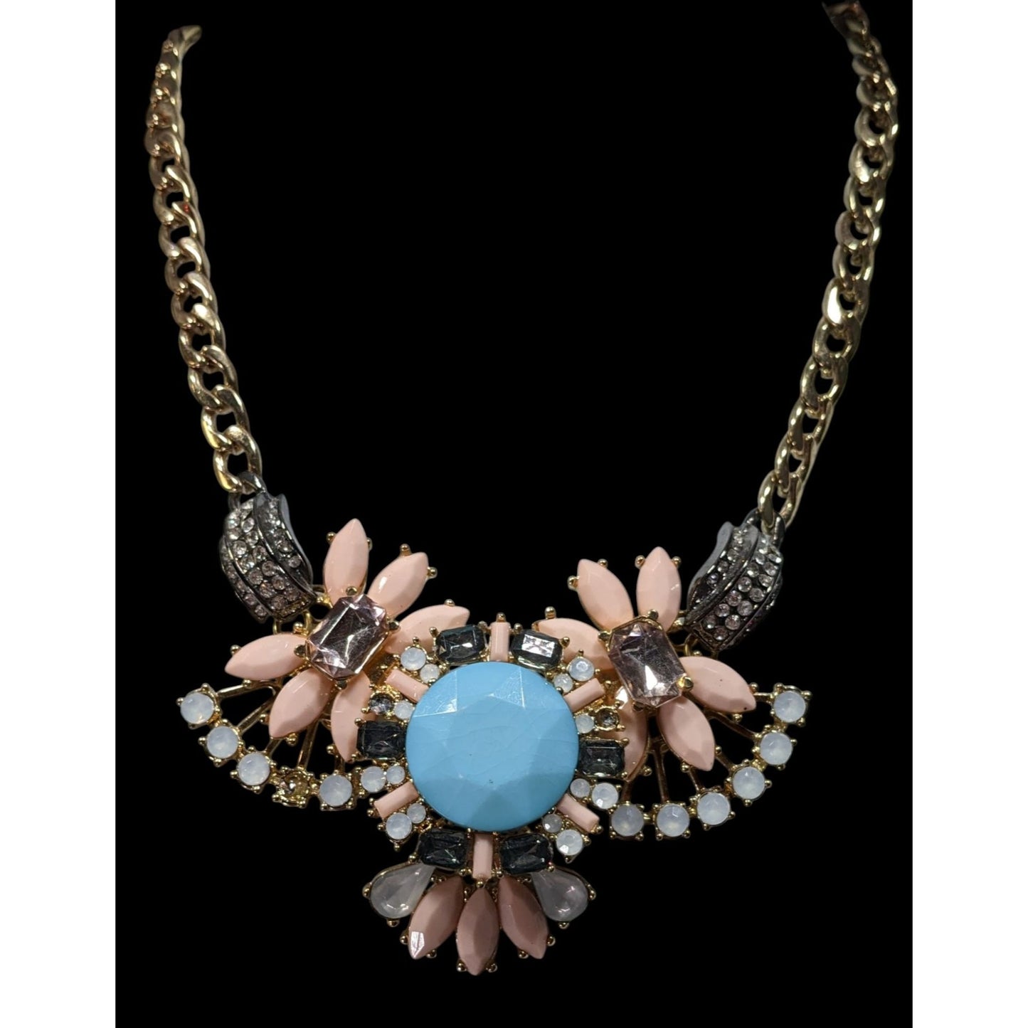 Elegant Glam Floral Gemmed Statement Necklace
