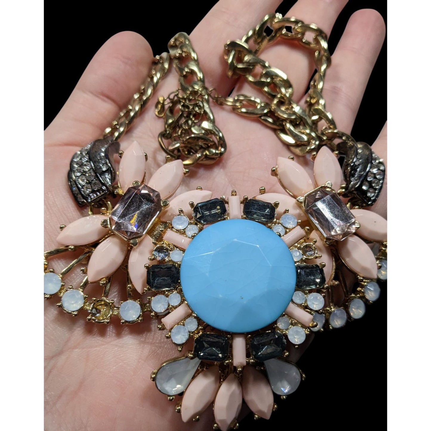 Elegant Glam Floral Gemmed Statement Necklace