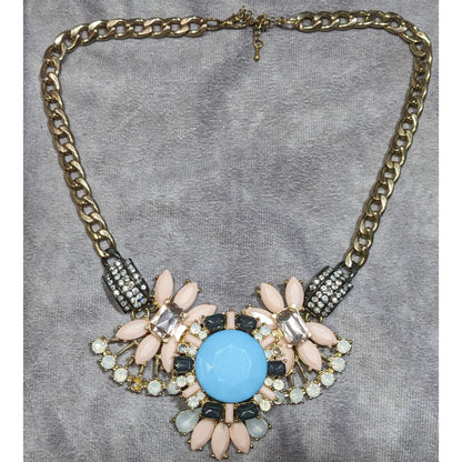 Elegant Glam Floral Gemmed Statement Necklace