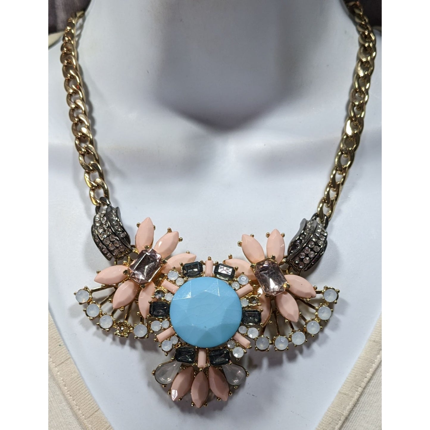 Elegant Glam Floral Gemmed Statement Necklace
