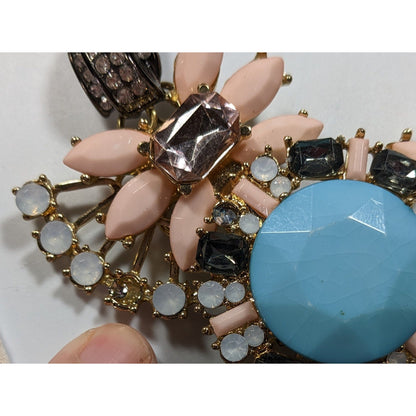 Elegant Glam Floral Gemmed Statement Necklace