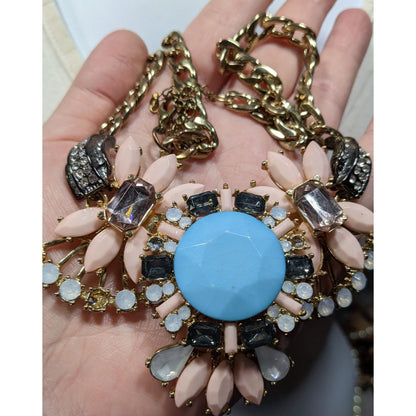 Elegant Glam Floral Gemmed Statement Necklace