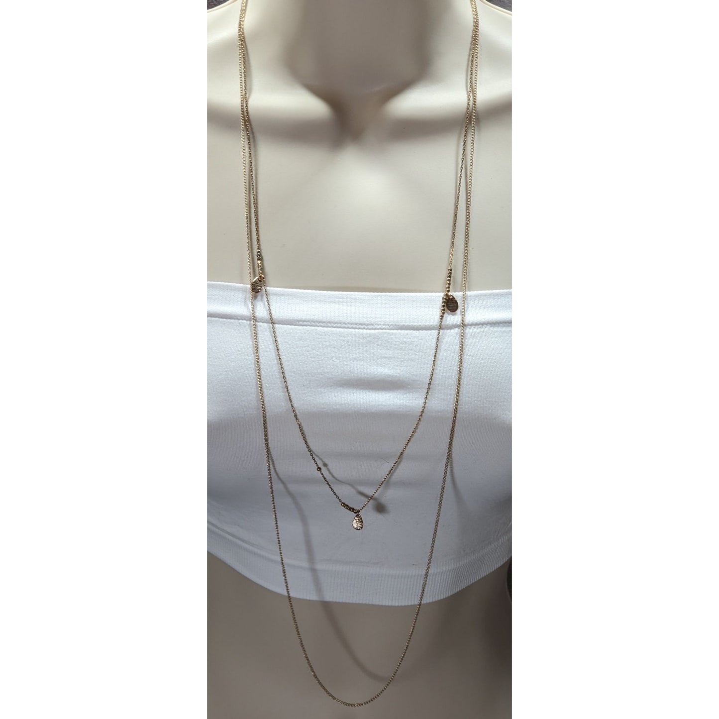 Dainty Gold Tone Layered Chain Necklace With Charms