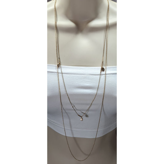 Dainty Gold Tone Layered Chain Necklace With Charms