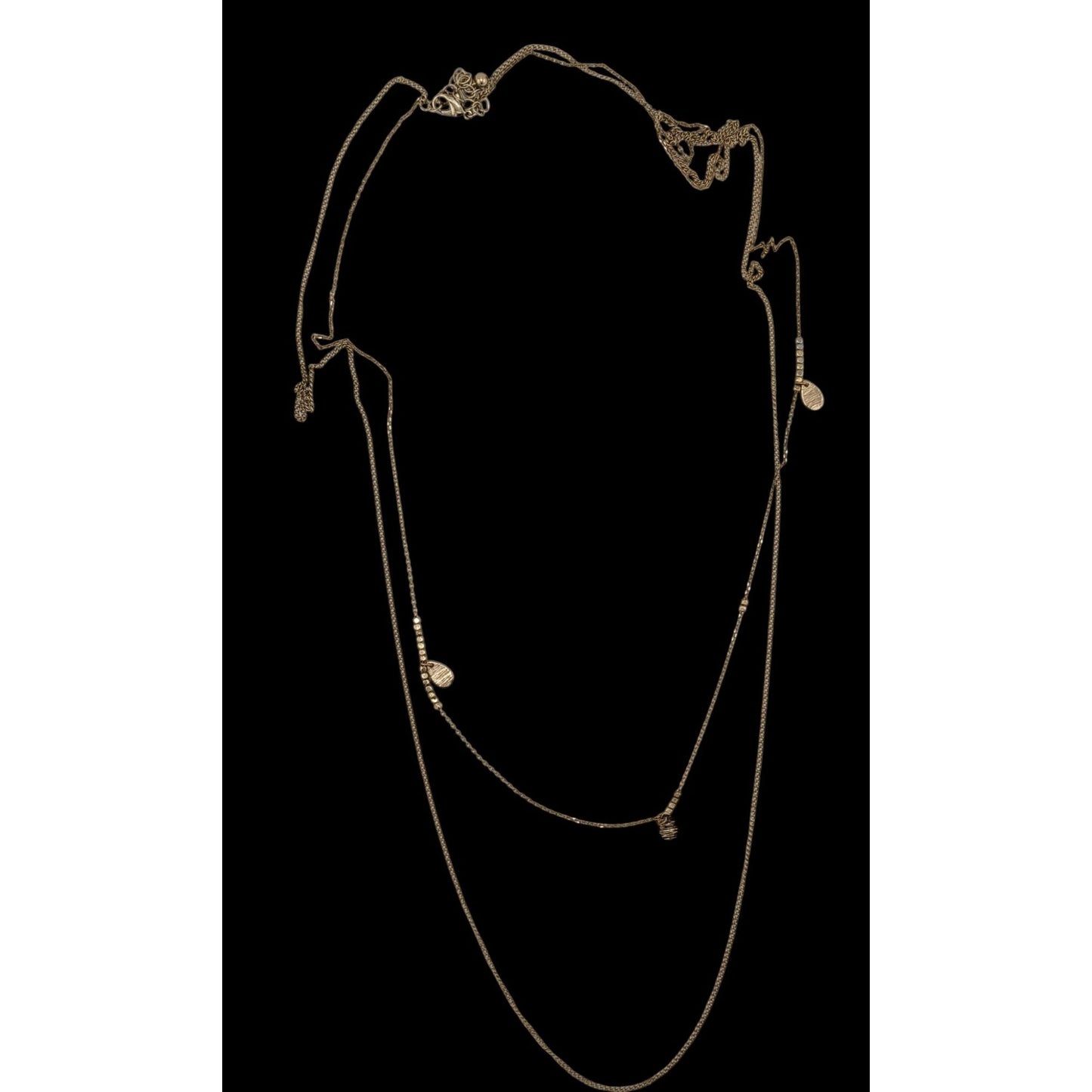 Dainty Gold Tone Layered Chain Necklace With Charms