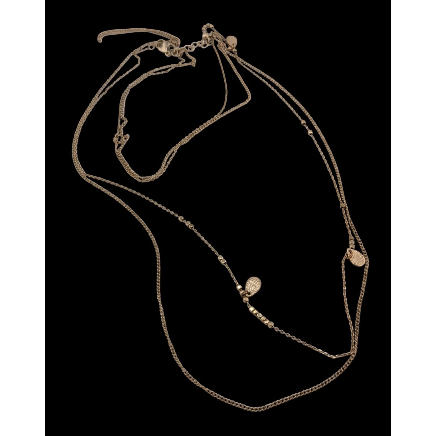 Dainty Gold Tone Layered Chain Necklace With Charms