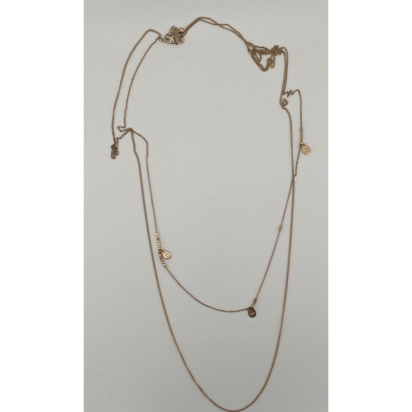 Dainty Gold Tone Layered Chain Necklace With Charms