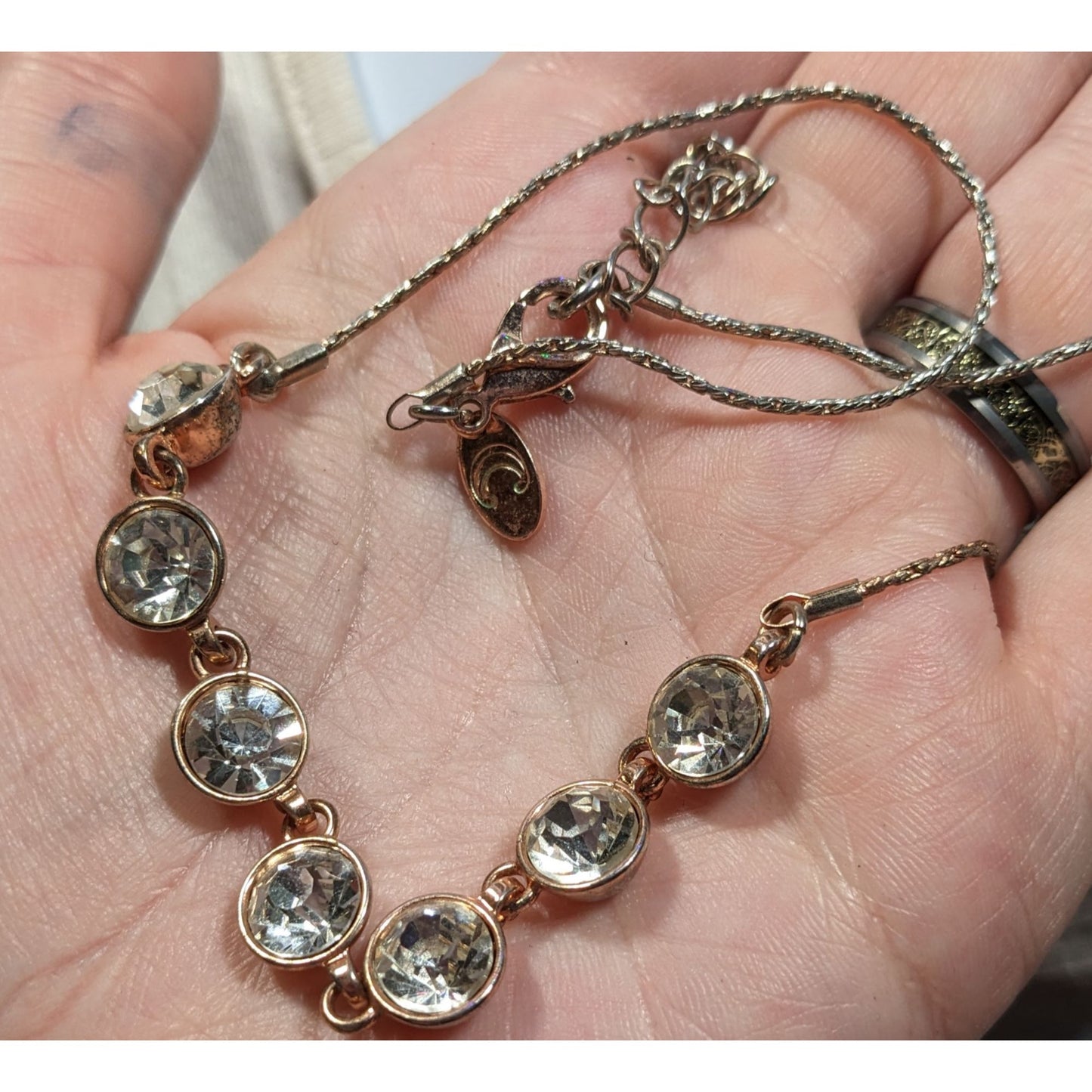 Charming Charlie Casual Glam Gold Tone Glass Stone Gemmed Necklace