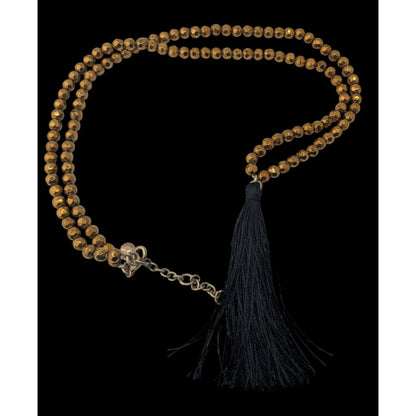 Boho J.Crew Gold Beaded Black Tassel Necklace Long Statement Jewelry