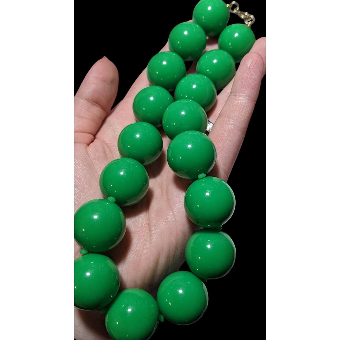 Vintage Green Chunky Beaded Casual Necklace