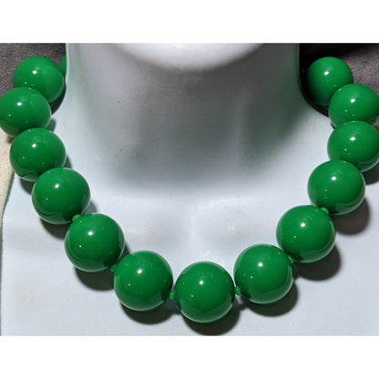 Vintage Green Chunky Beaded Casual Necklace