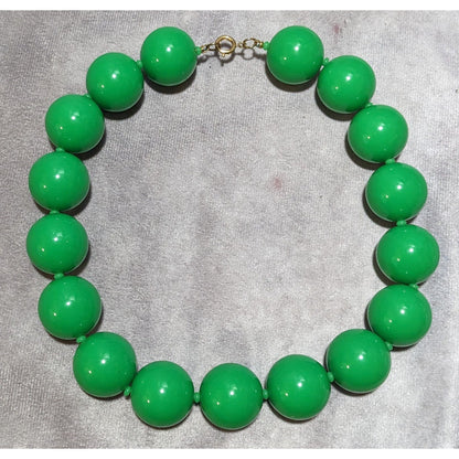 Vintage Green Chunky Beaded Casual Necklace