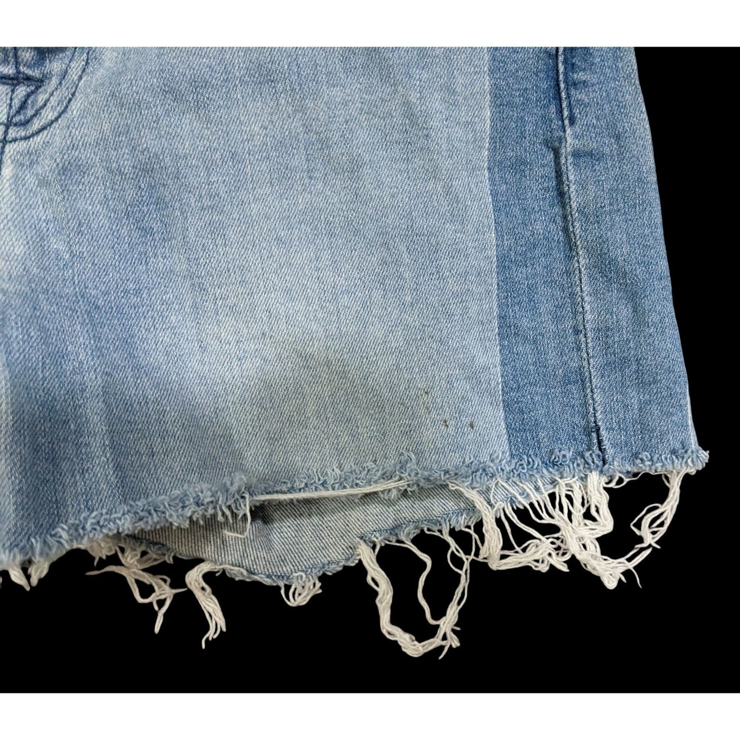 Distressed Two-Tone Cut-Off Denim Shorts by 7 For All Mankind