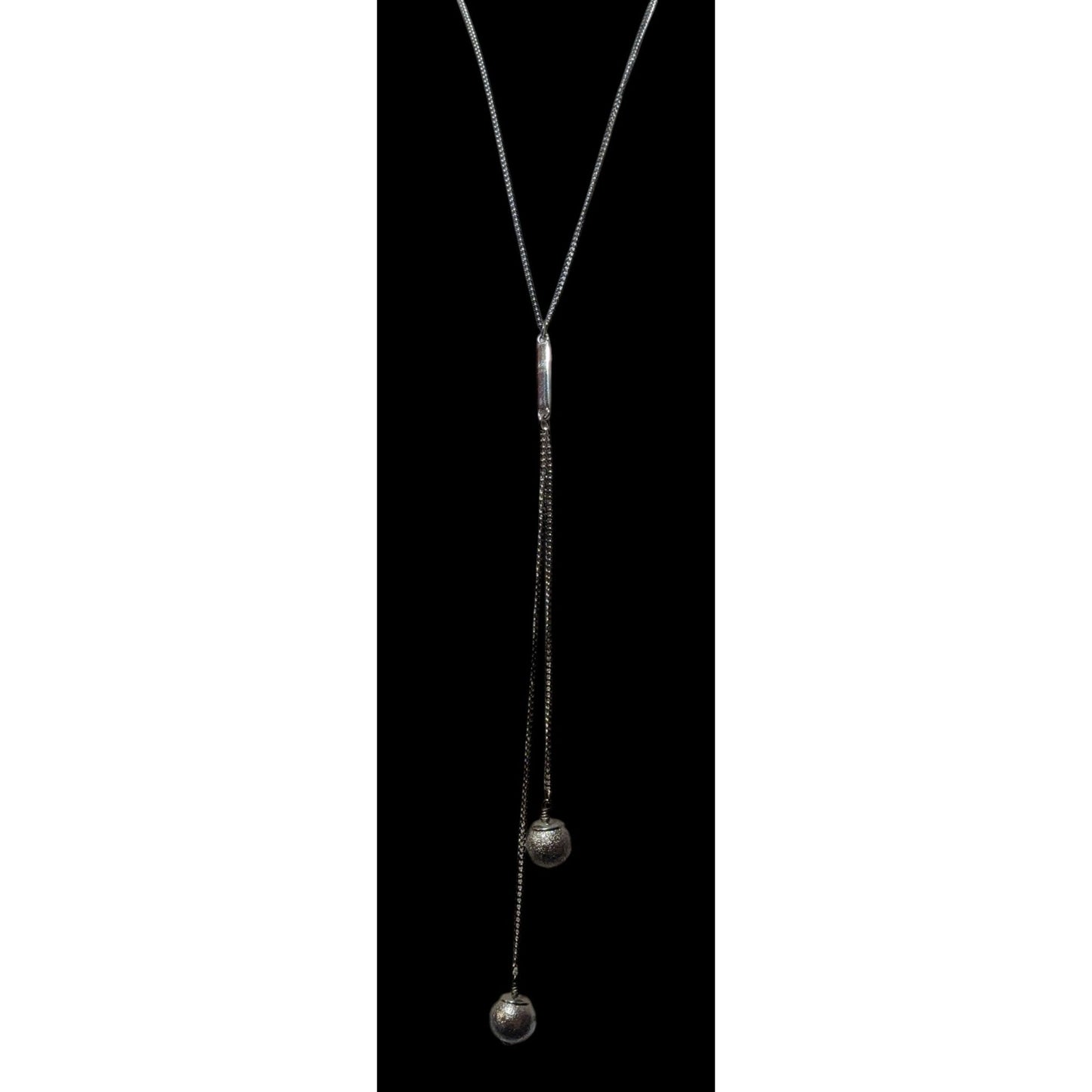 Express Y2K Silver Tone Metallic Ball Drop Necklace