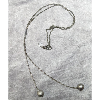 Express Y2K Silver Tone Metallic Ball Drop Necklace