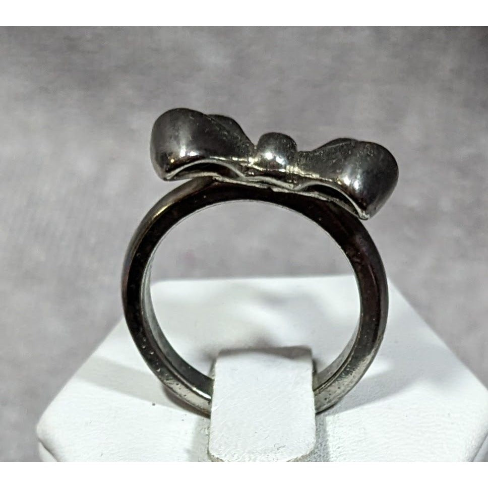 Vintage Coquette Silver Tone Bow Ring Size 7 1/2