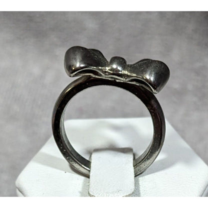 Vintage Coquette Silver Tone Bow Ring Size 7 1/2