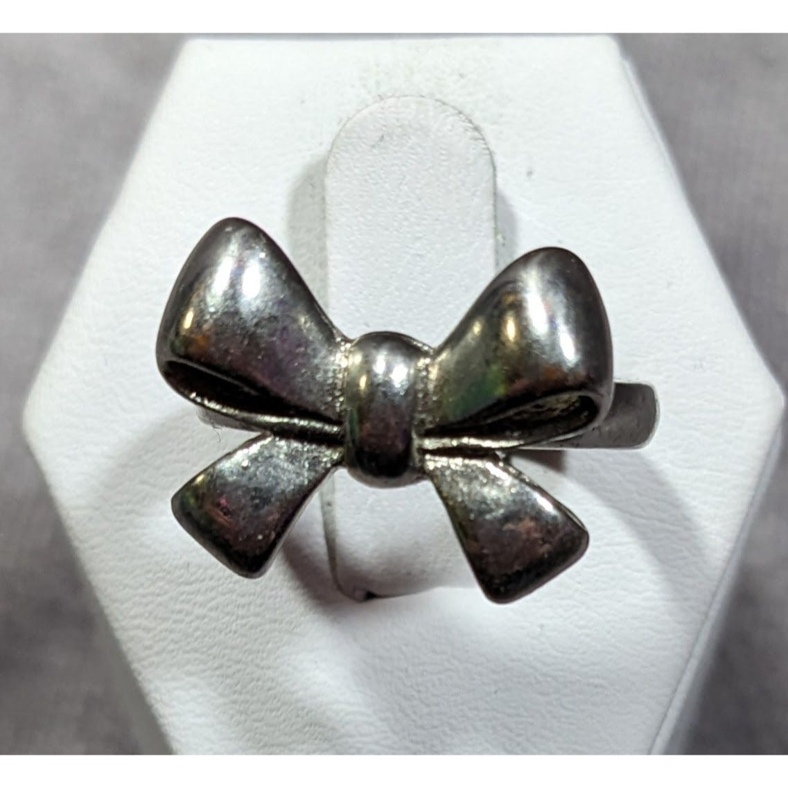 Vintage Coquette Silver Tone Bow Ring Size 7 1/2