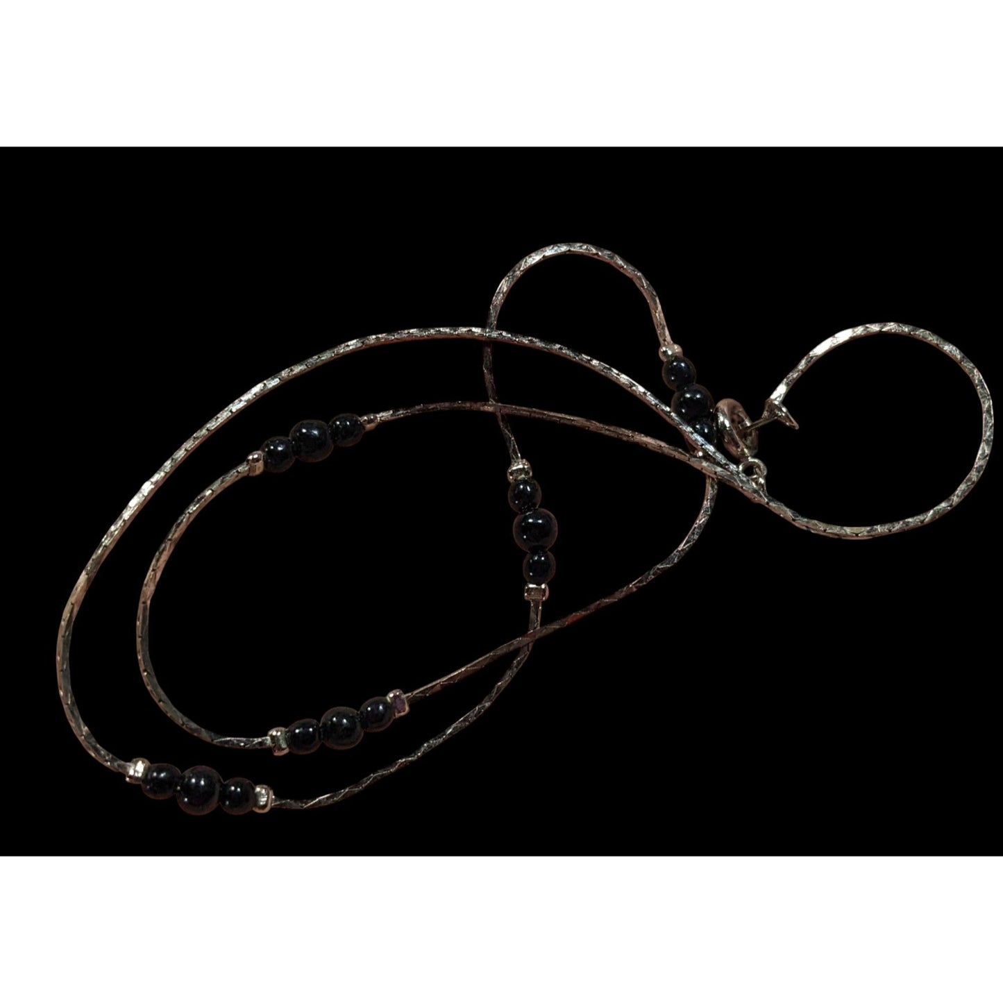 Elegant Minimalist Black And Silver Tone Station Necklace