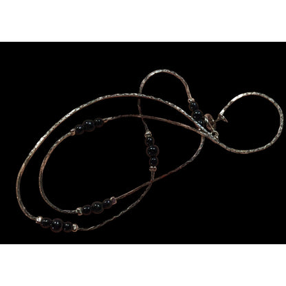 Elegant Minimalist Black And Silver Tone Station Necklace