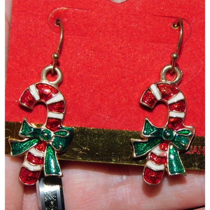Candy Cane Festive Holiday Dangle Earrings