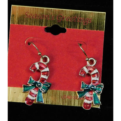Candy Cane Festive Holiday Dangle Earrings