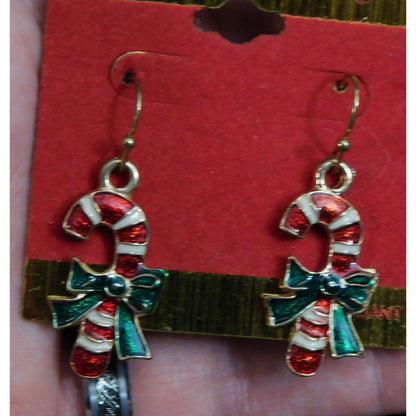Candy Cane Festive Holiday Dangle Earrings
