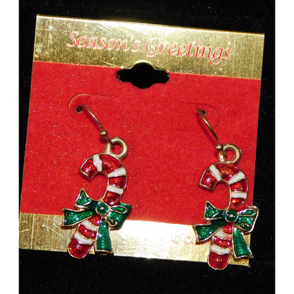 Candy Cane Festive Holiday Dangle Earrings