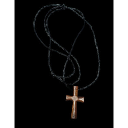 Simple Polished Wooden Cross Pendant Necklace