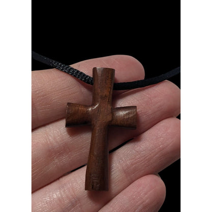 Simple Polished Wooden Cross Pendant Necklace