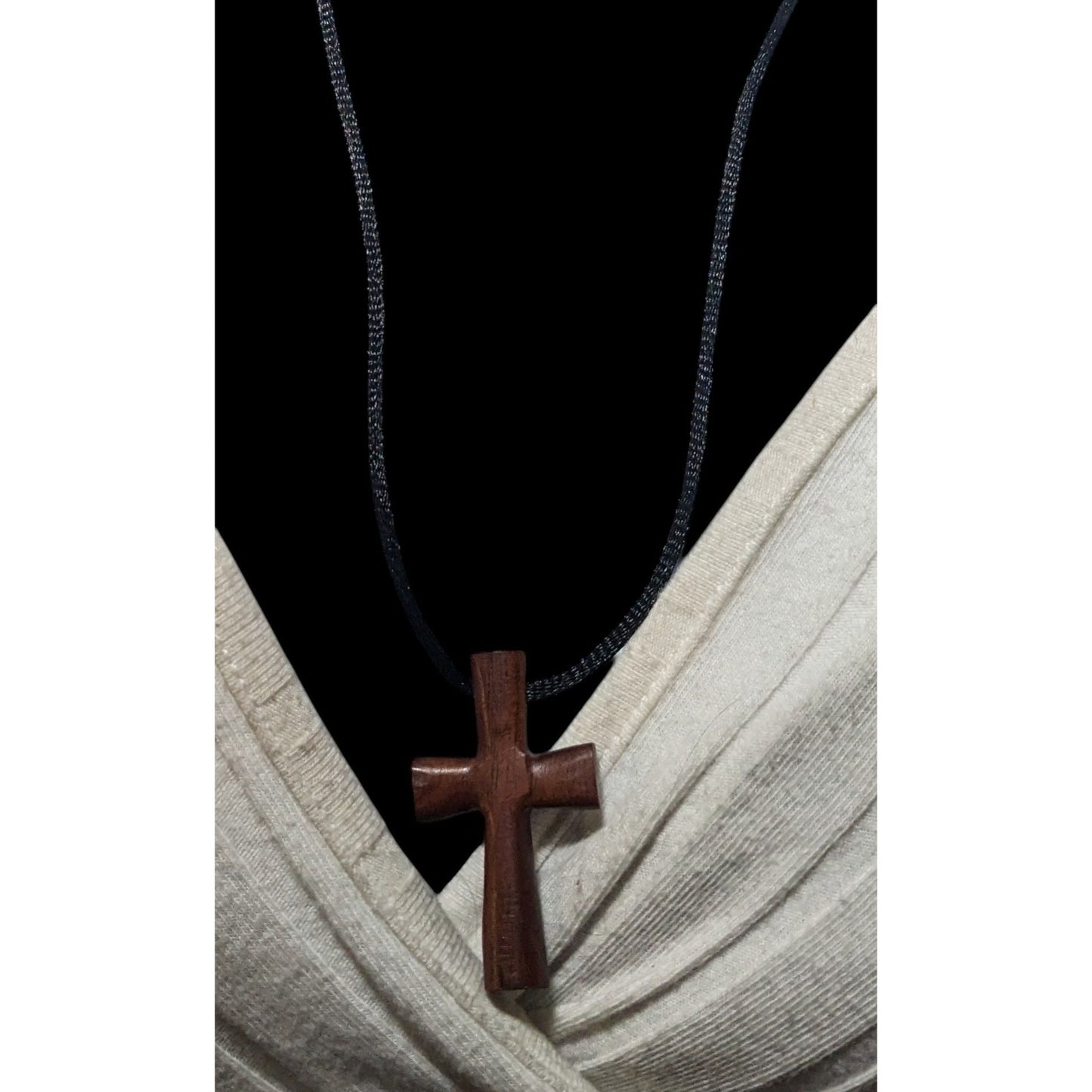 Simple Polished Wooden Cross Pendant Necklace