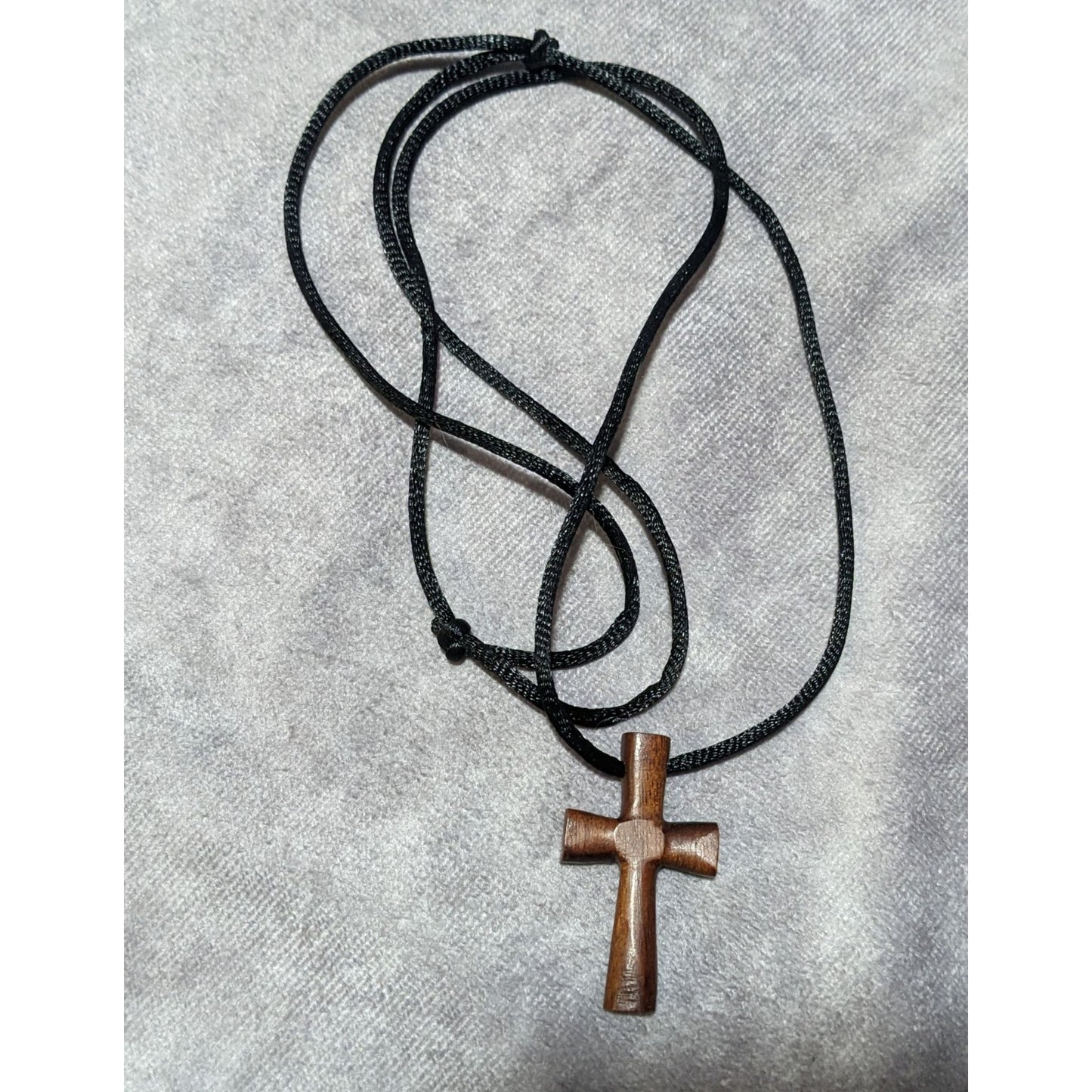 Simple Polished Wooden Cross Pendant Necklace