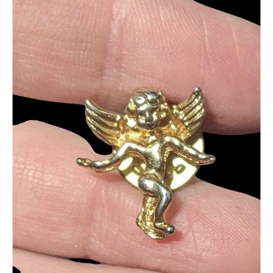 Guardian Angel Cherub Gold Tone Label Pin