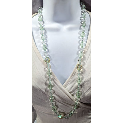 Vintage Glam Translucent Mint Green Beaded Necklace
