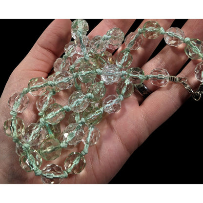 Vintage Glam Translucent Mint Green Beaded Necklace
