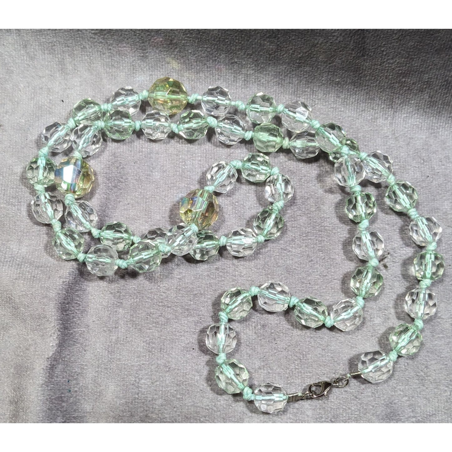 Vintage Glam Translucent Mint Green Beaded Necklace