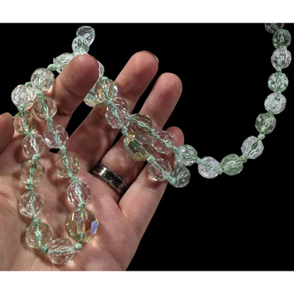 Vintage Glam Translucent Mint Green Beaded Necklace