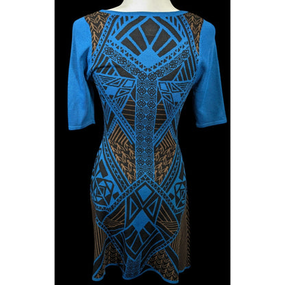 Flying Tomato Blue And Black Geometric Midi Dress Size Medium
