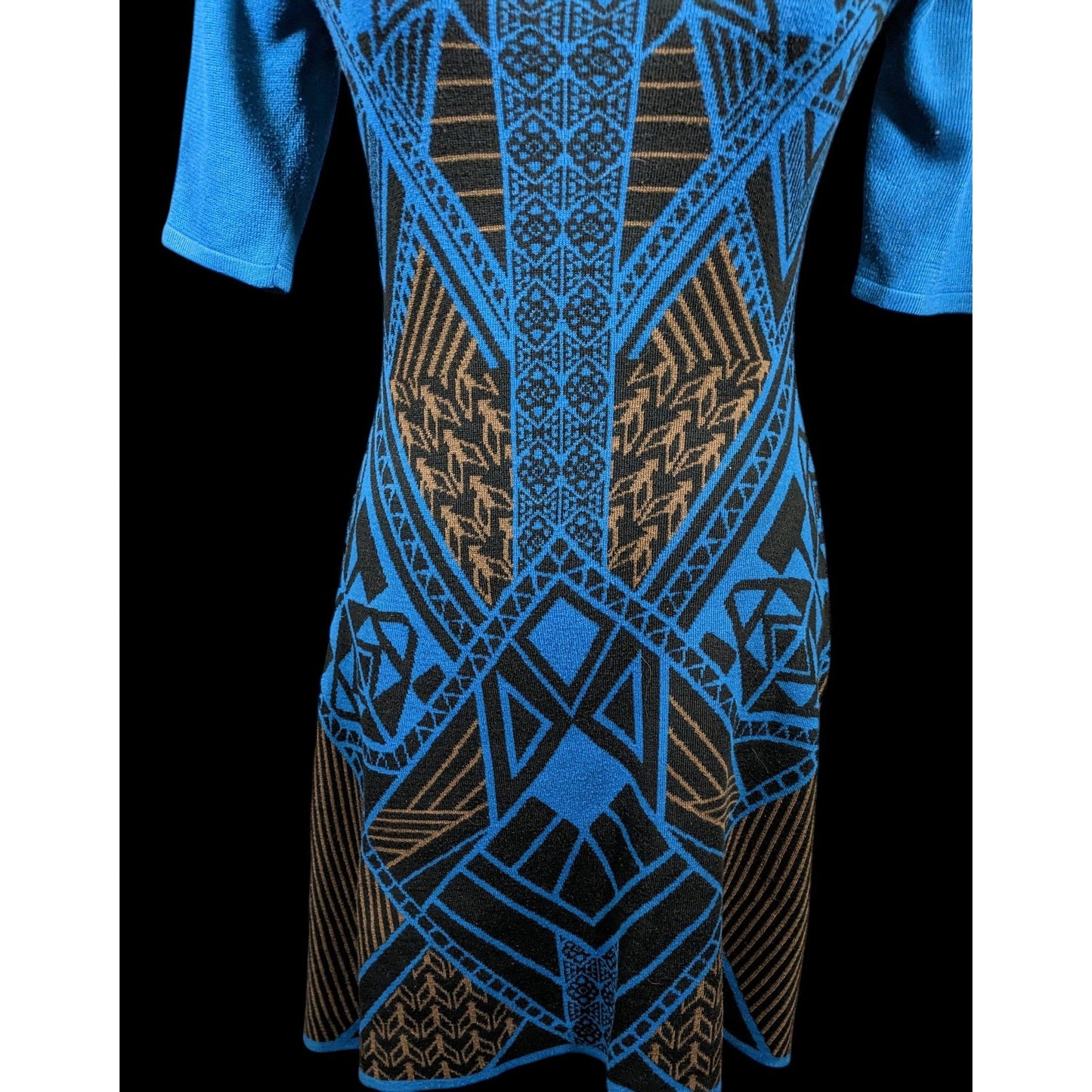 Flying Tomato Blue And Black Geometric Midi Dress Size Medium