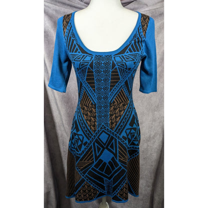 Flying Tomato Blue And Black Geometric Midi Dress Size Medium