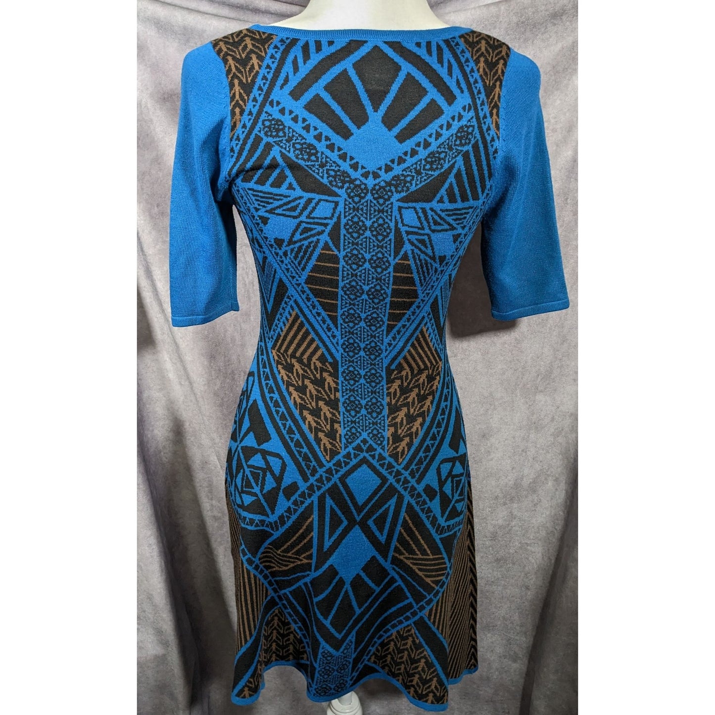 Flying Tomato Blue And Black Geometric Midi Dress Size Medium