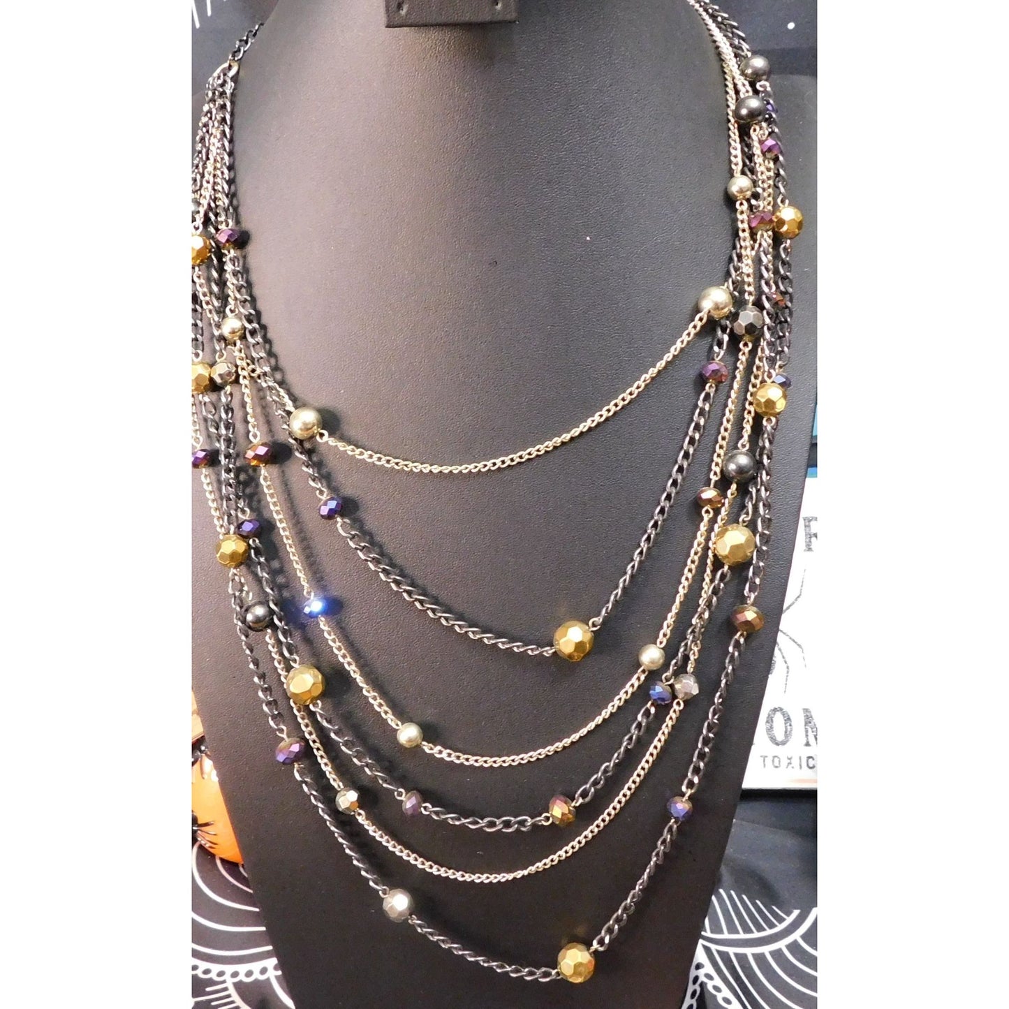 Glam Rock Cascade Celestial Layered Station Necklace