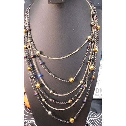 Glam Rock Cascade Celestial Layered Station Necklace