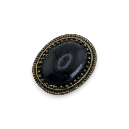 Gothic Victorian Black Cabochon Antiqued Gold Tone Ring Size 6 Adjustable