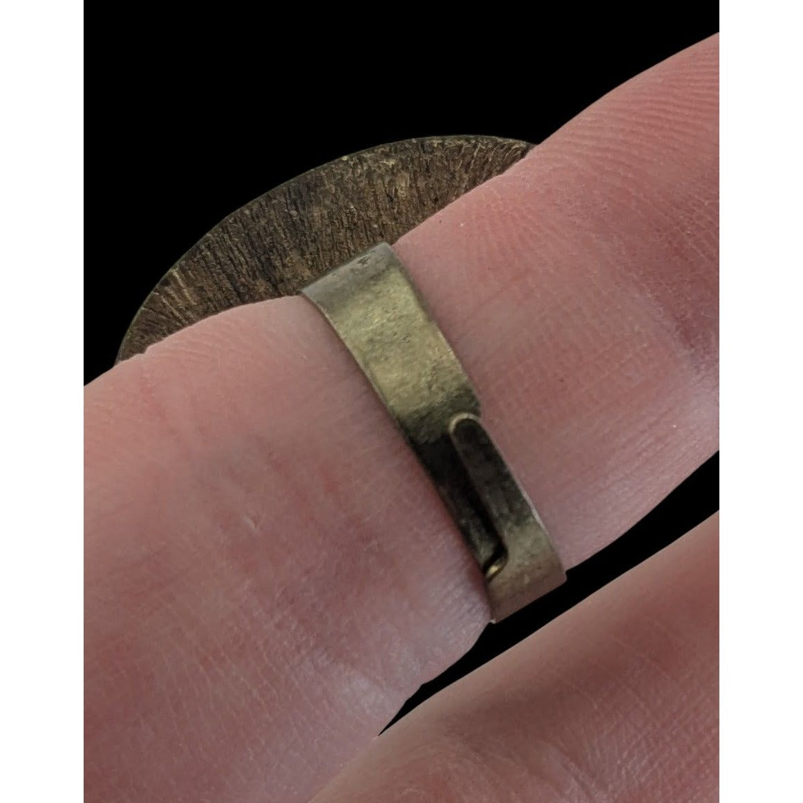Gothic Victorian Black Cabochon Antiqued Gold Tone Ring Size 6 Adjustable