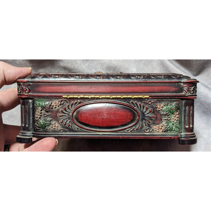 Vintage Romantic Floral Carved Trinket Jewelry Box